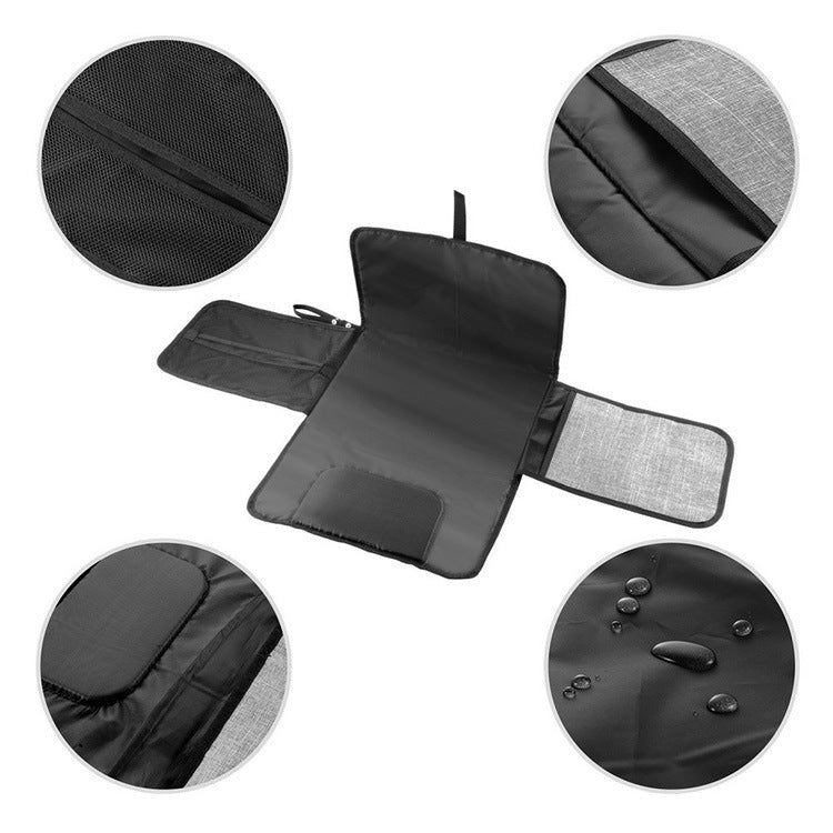 Tapis à langer portable, pliable, lavable et compact pour bébé, idéal pour les voyages. Imperméable, il inclut un sac de rangement. 