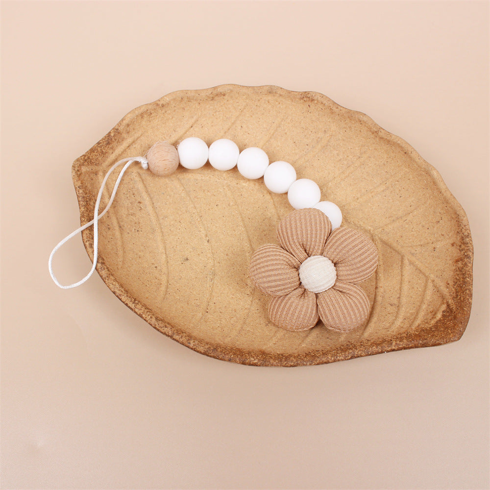 Attache-tétine anti-chute avec perles en silicone pour bébé