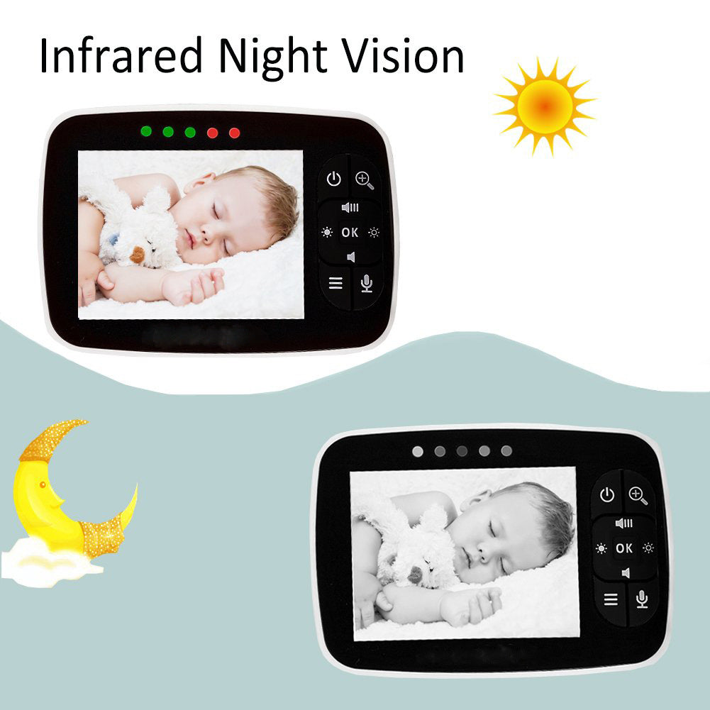 Babyphone numérique sans fil 3,5 pouces avec interphone bidirectionnel et vision nocturne